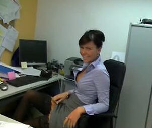 Assfuck orgy with assistant on her work table in office