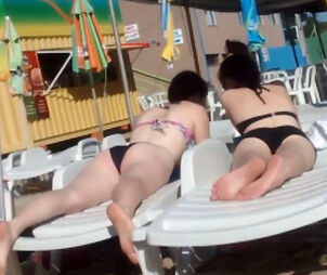 2 sexual young lady sisters in waterpark